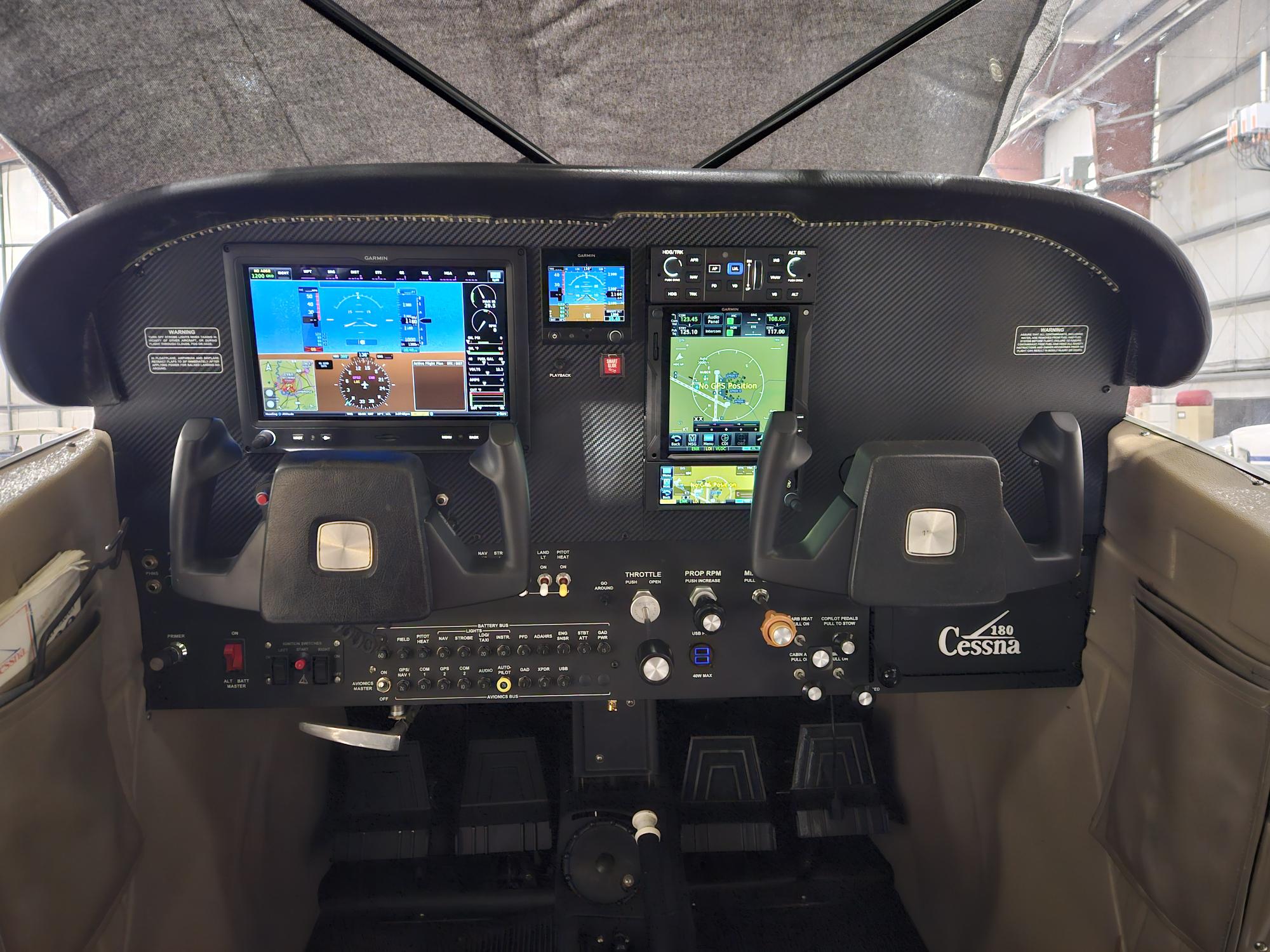 Cessna 180 with G3X Touch carbon fiber glass cockpit upgrade